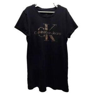 Calvin Klein Women's XS Crewneck Short Sleeve Tee Black CK Logo Cotton Blend